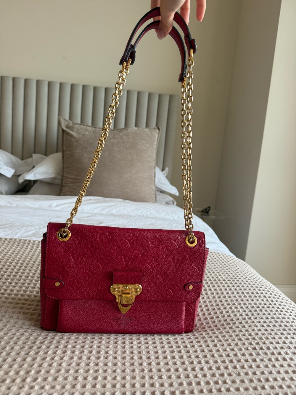 Louis Vuitton Red Monogram Empreinte Vavin PM Crossbody with Gold Hardware